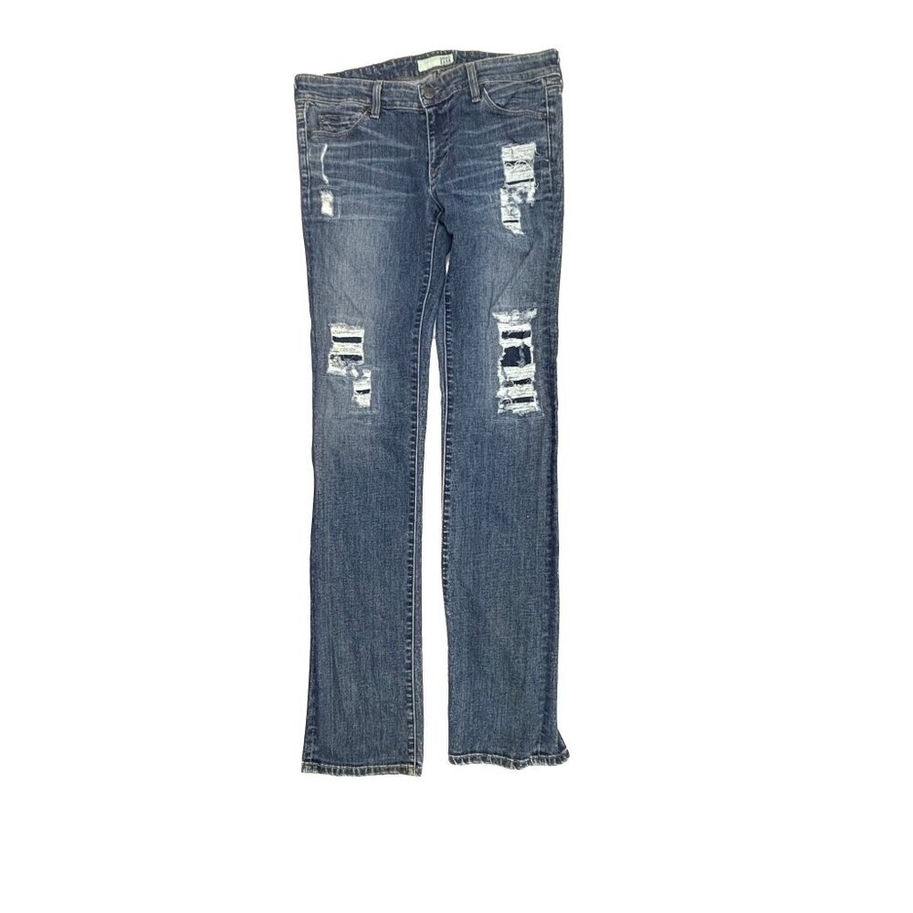 David Kahn Distressed Slim Straight Women's size 27 Long Dark Blue Denim jeans